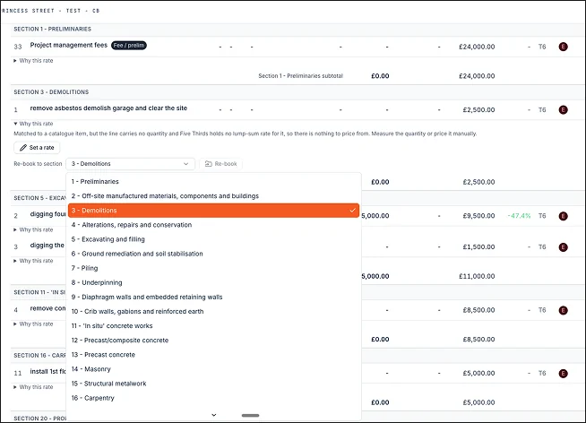 A cost schedule where each line carries a "why this rate" explanation