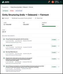 A single engagement opened to its task list and next action