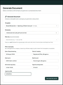 Generate Document, filling a template from the company record